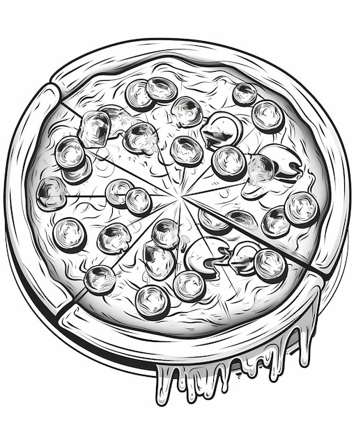 Фото Раскраски для малышей пицца в стиле мультфильмов толстые линии низкие детали