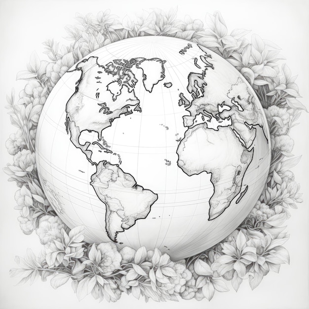 Coloring page in the form of earth