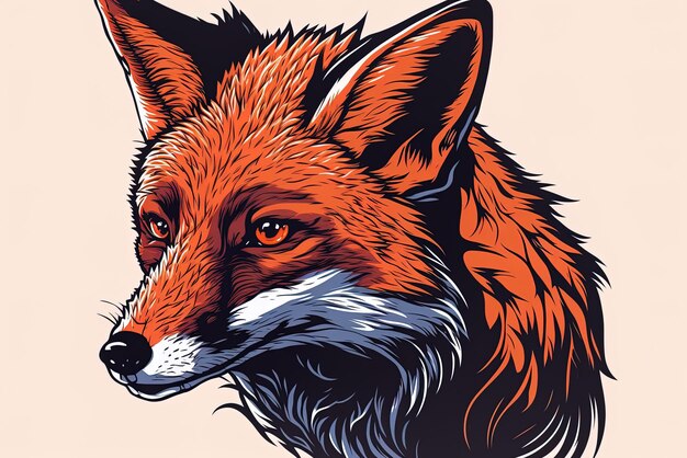 Coloring page of a fox's face in red