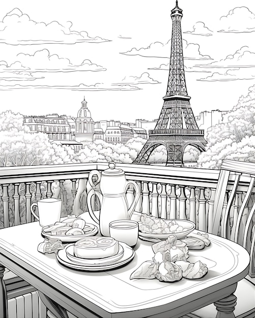 Coloring Page of French Breakfast