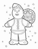 Photo a coloring page of a gingerbread man with a tennis racket generative ai