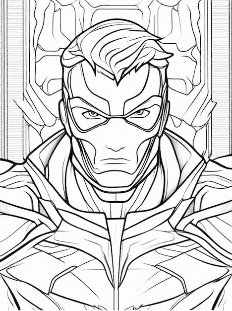 Coloring page for kids anime superhero line art