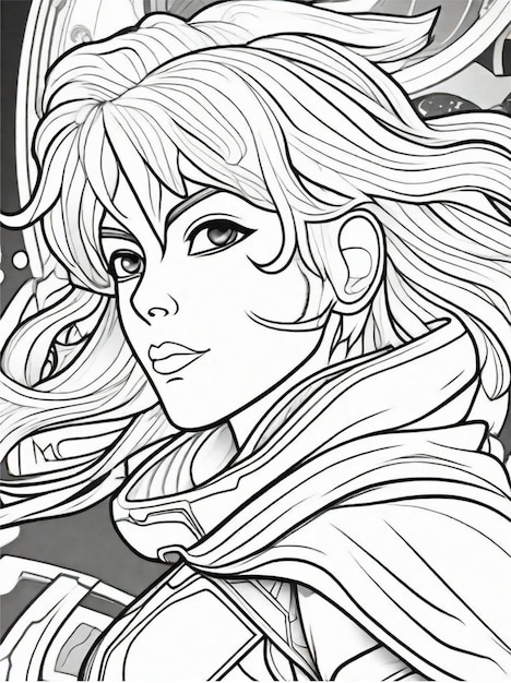 coloring page for kids Anime superhero line art