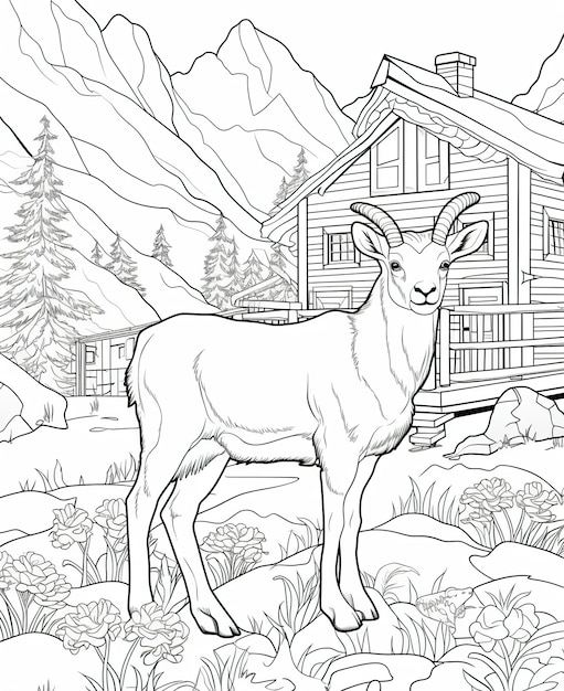 Coloring page for kids bighorn sheep holiday resort