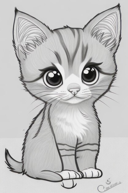 coloring page for kids cat