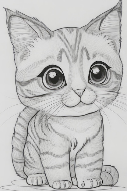 coloring page for kids cat