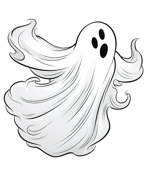 Coloring page for kids cheerful and happy ghost
