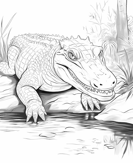 Photo coloring page for kids crocodilscrocodiles cute animals in the zoo cartoon style