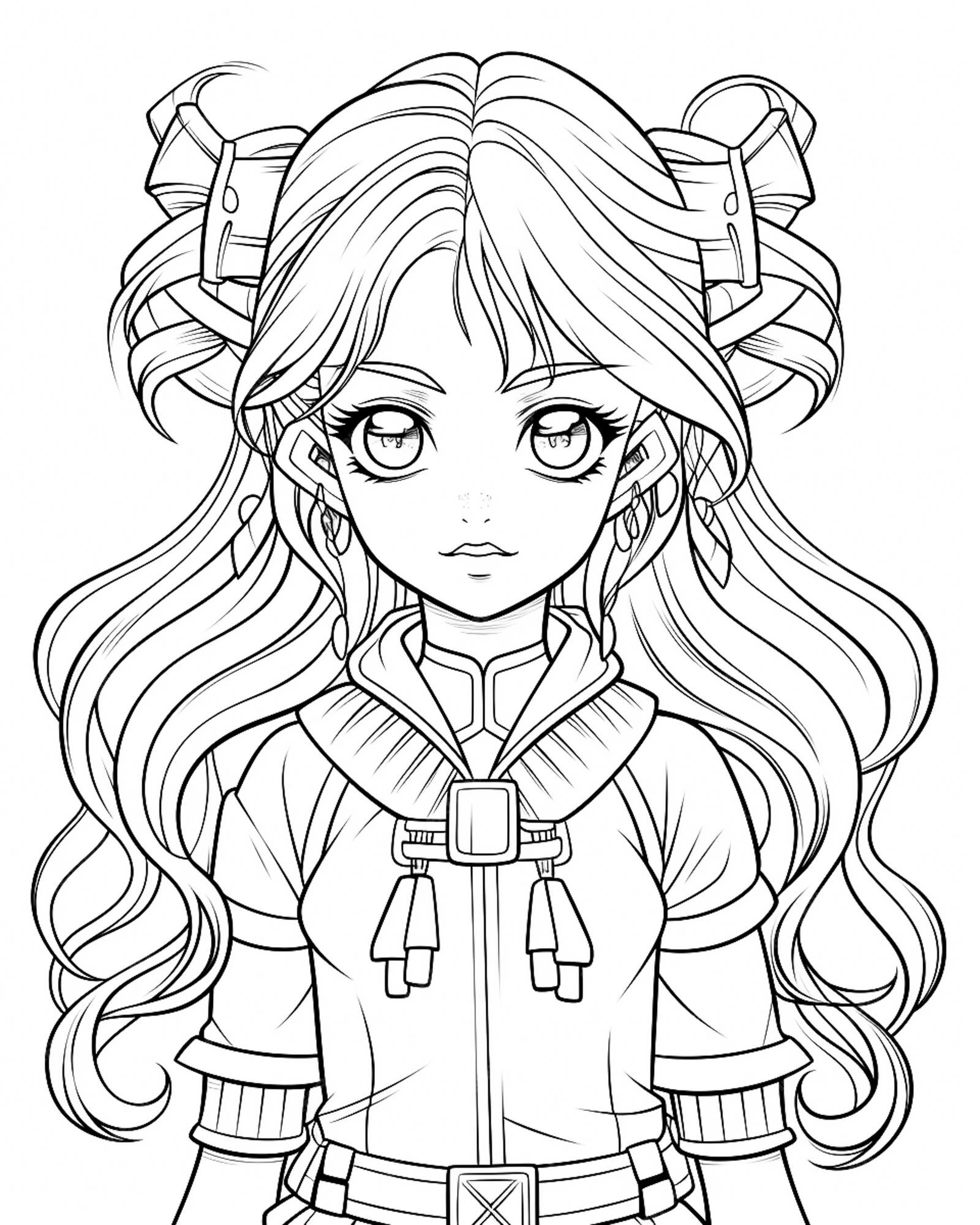 Premium AI Image | coloring page for kids cute anime girl cartoon style ...