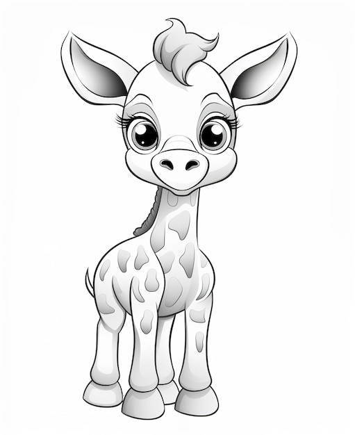 Coloring page for kids cute giraffe