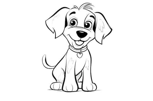 coloring page for kids a cute happy doggy