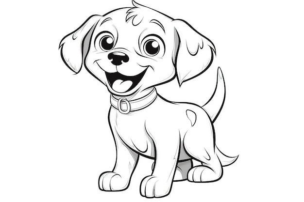 Photo coloring page for kids a cute happy doggy