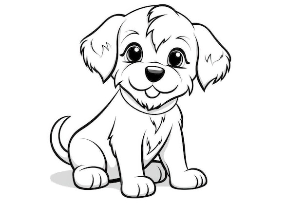 coloring page for kids a cute happy doggy