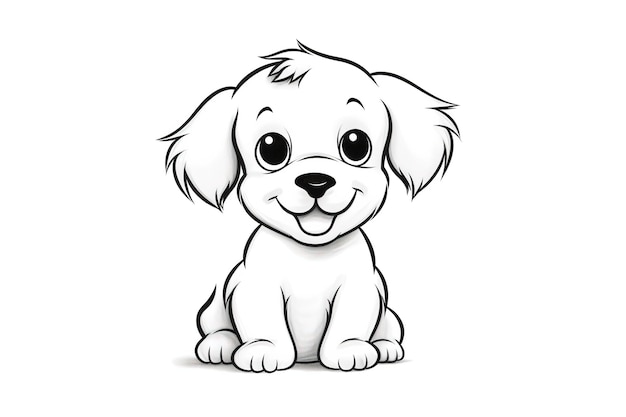 coloring page for kids a cute happy doggy