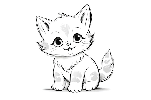 coloring page for kids a cute happy kitten