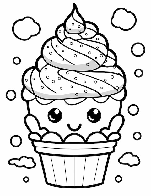 Photo coloring page for kids cute ice cream