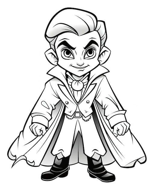 Photo coloring page for kids cute little dracula