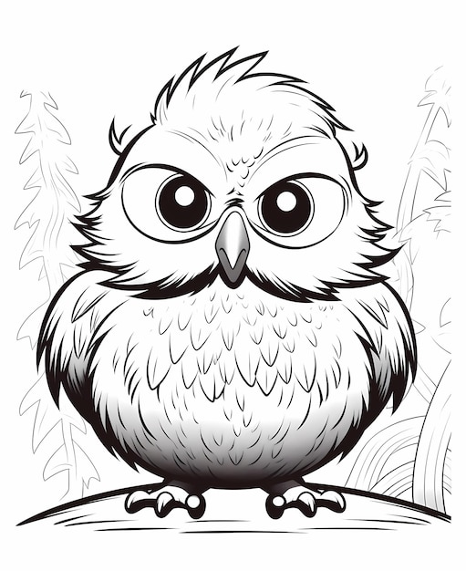 Coloring page for kids a cute owl