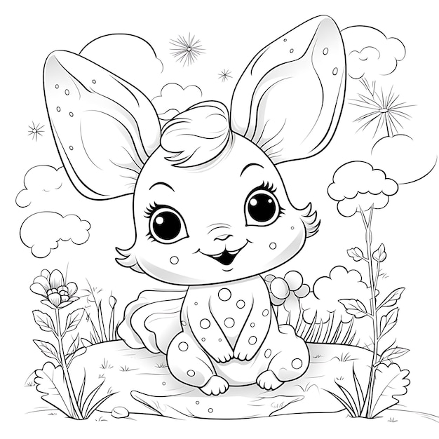 Photo coloring page for kids drawing cartoon style