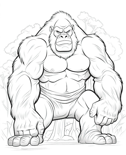 coloring page for kids' Gorilla cartoon