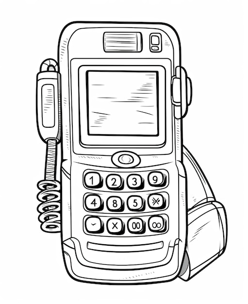 Photo coloring page for kids old smart cell phone