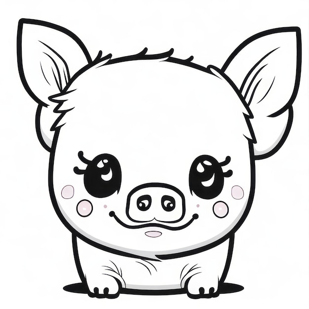 Photo coloring page for kids pig