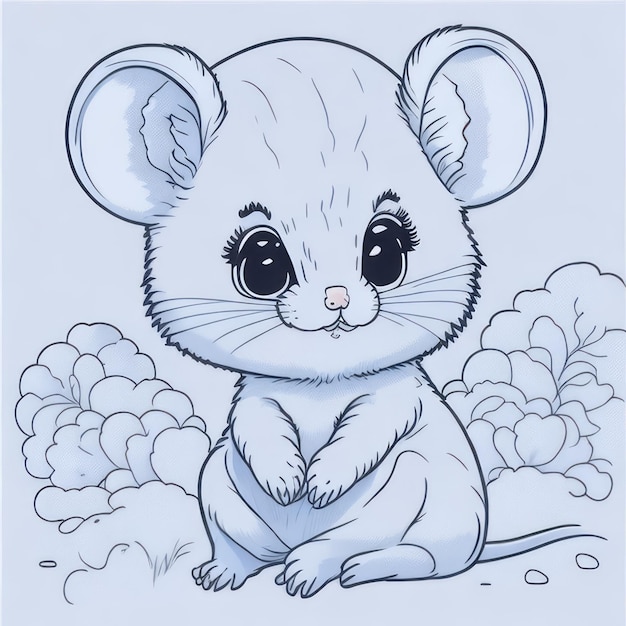 coloring page for kids rat mouse