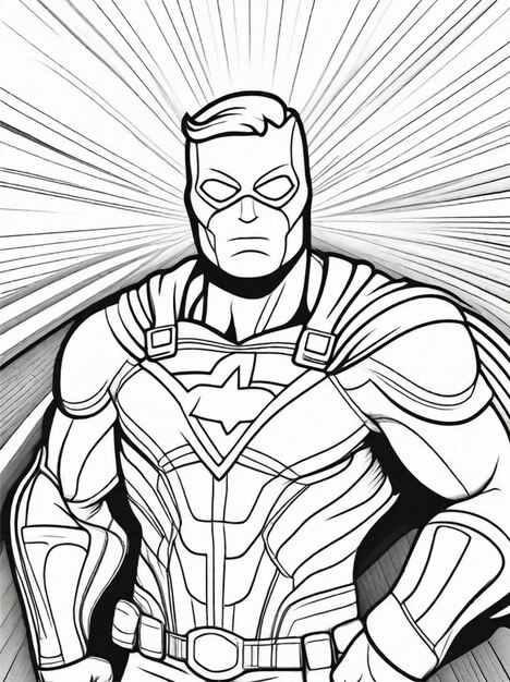 coloring page for kids superhero line art