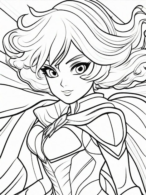 Coloring page for kids superhero line art