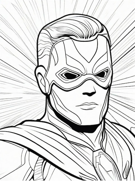 coloring page for kids superhero line art