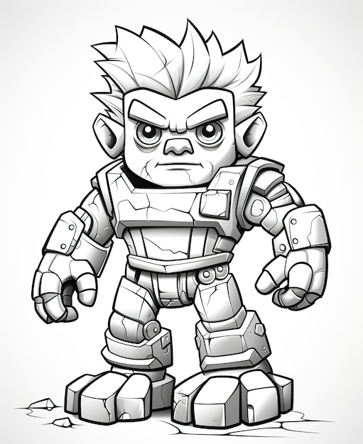 Coloring page for kids very cute little frankenstein