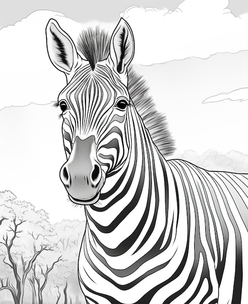 coloring page for kids' zebra cartoon