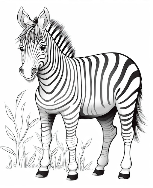 Foto pagina da colorare per il cartone animato zebrato per bambini
