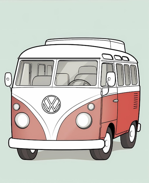 Photo coloring page for kidsthe vehicle buss body can be divided into simple