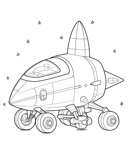 Photo coloring page for kidsthe vehicle rockets body can be divided into simple