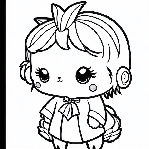 coloring page line art cute girl