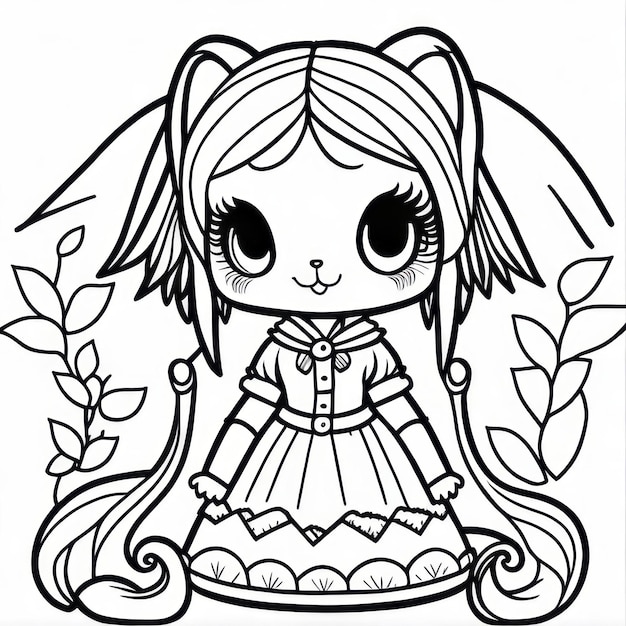 coloring page line art fairy