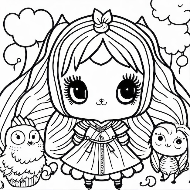 coloring page line art fairy