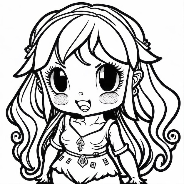 coloring page line art girl