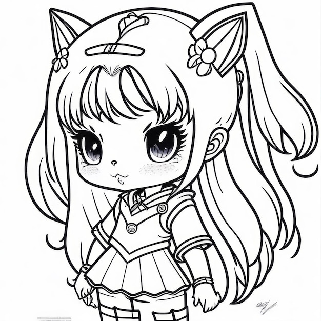 coloring page line art girl