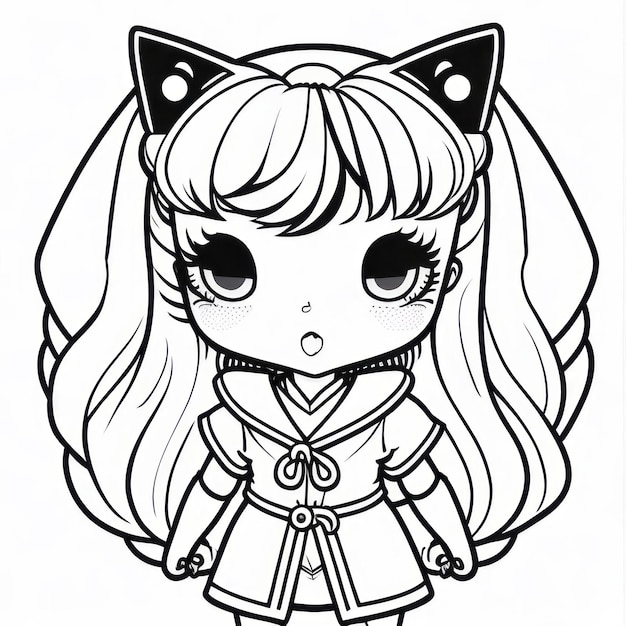 coloring page line art girl