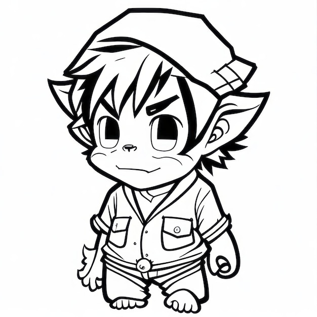 Photo coloring page line art monkey