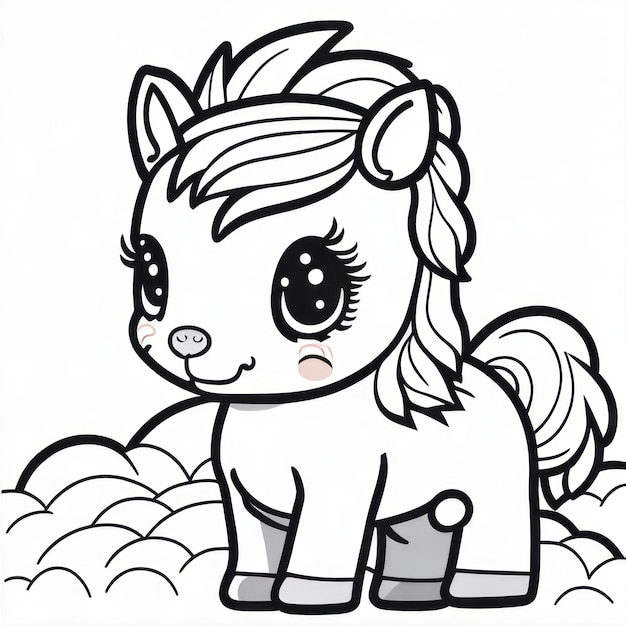 coloring page line art pony unicorn