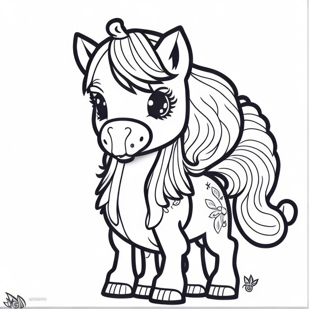 coloring page line art pony unicorn