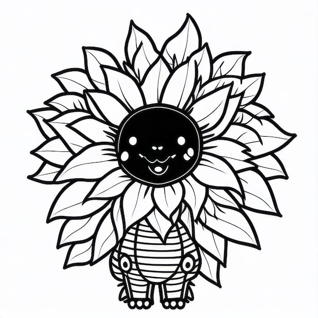 coloring page line art sunflower