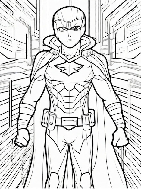 Coloring page line art superhero coloring page