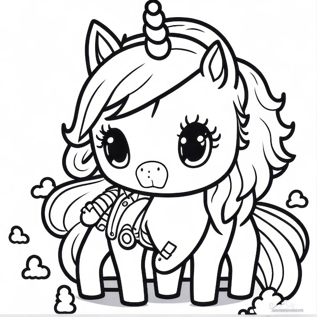 coloring page line art unicorn