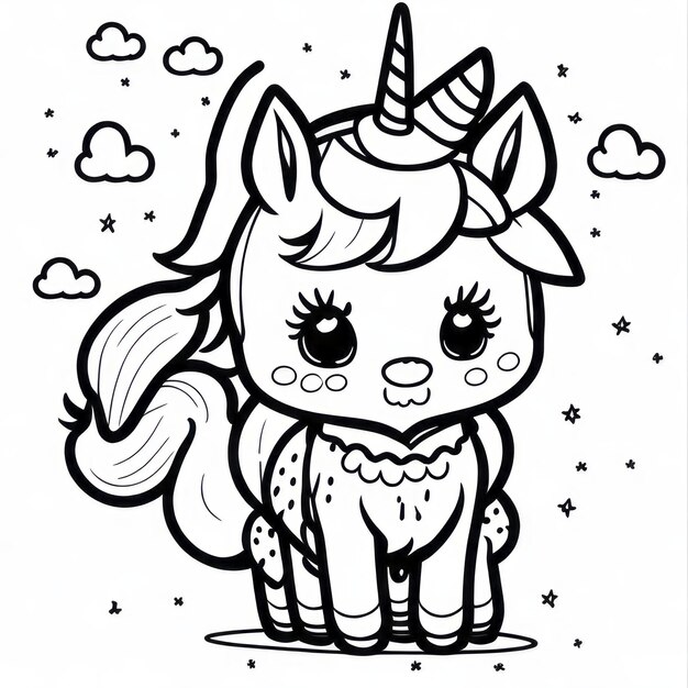 coloring page line art unicorn