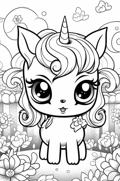 Premium AI Image  Coloring pages for kids to print my little pony coloring  pages generative ai