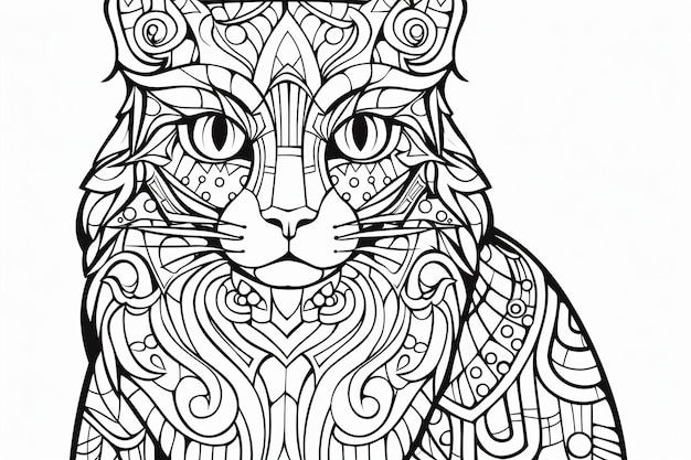 coloring page mosaic cat